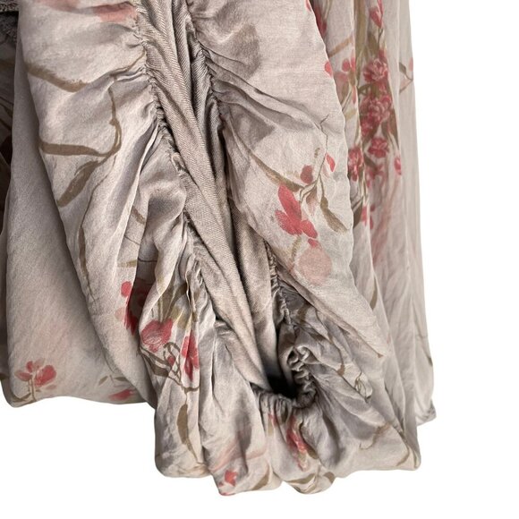 NWT AMBRA Made In Italy Silk Top Long Sleeve Floral Lace Gray Fango Womens Large - Picture 5 of 13